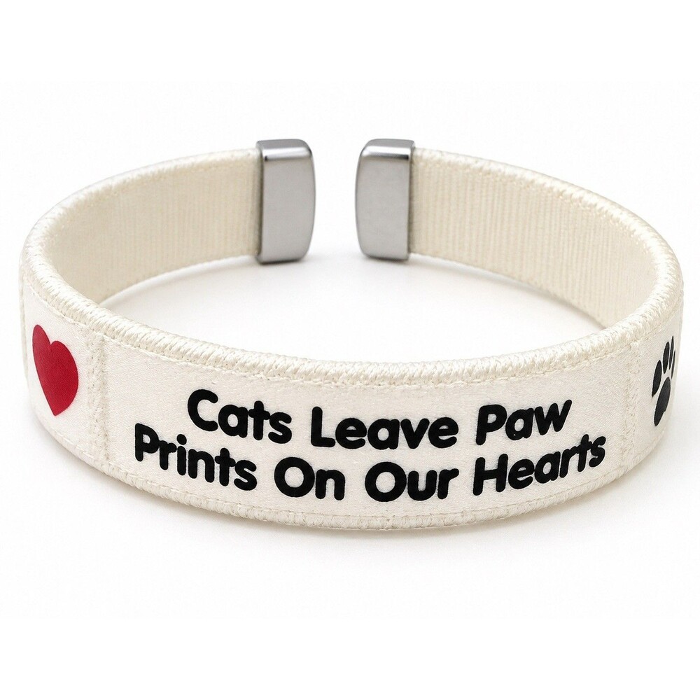 Cat bracelet "Cats Leave Paw Prints On Our Hearts" Cuff Cat Lover Gift